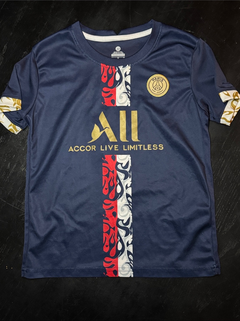 Paris Saint-Germain Kids Navy Blue 'All' Jersey – Gold Accent MBAPPE